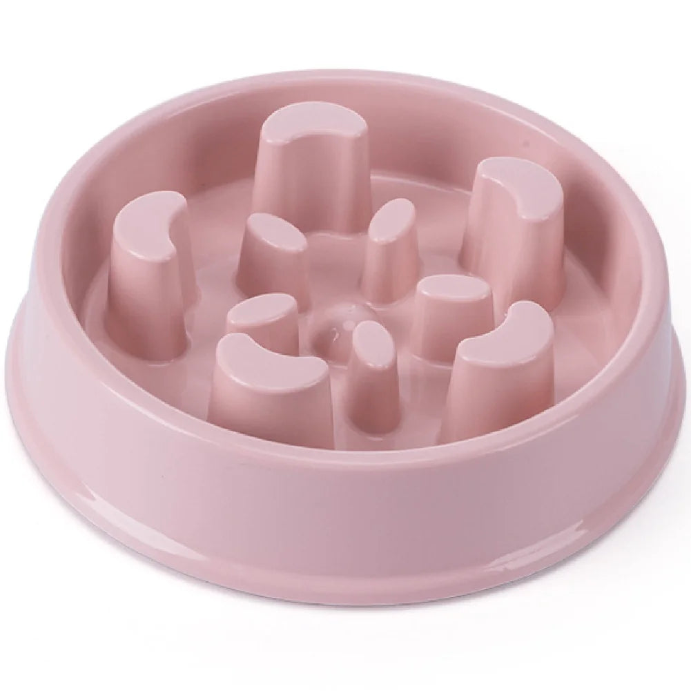 Pet Slow Food Bowl with raised obstacles to promote slower and safer eating for cats and dogs