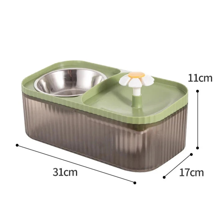 2-in-1 automatic water fountain and food bowl for cats and dogs promoting hydration and easy feeding