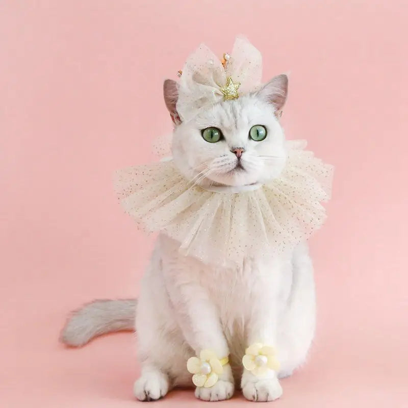 Elegant wedding crown with veil for small dogs and cats – pet bridal headdress