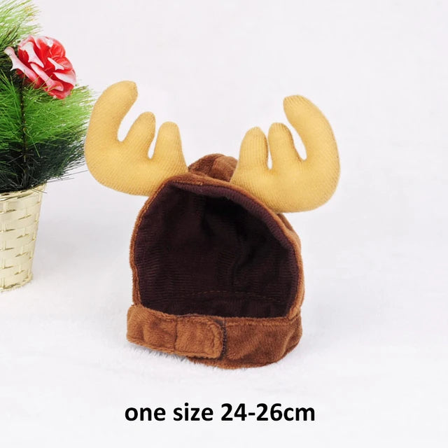 Christmas pet costume reindeer antlers hat, one size 24-26cm, perfect for festive dress-up.