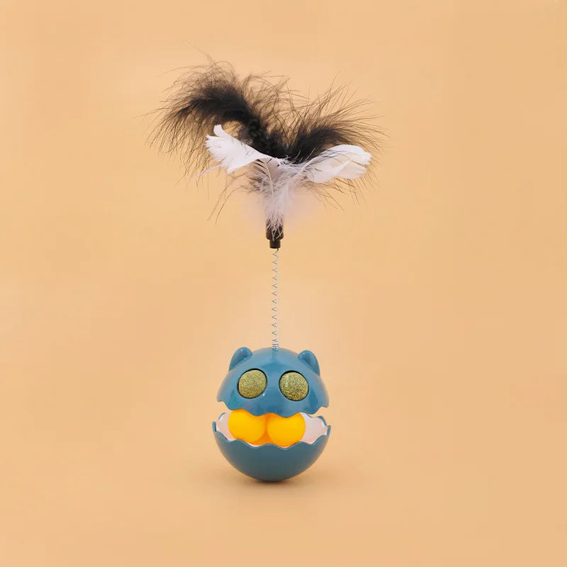 Interactive tumbler cat toy with built-in catnip, wobbling play ball for indoor cats