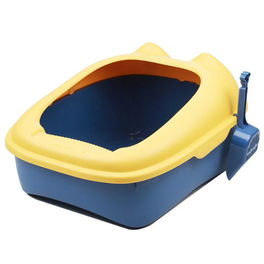 Semi-enclosed cat litter box with high border, easy to clean, and private space for cats
