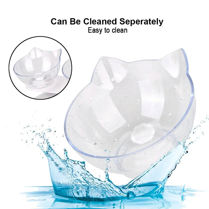Non-slip pet bowl set featuring an easy-to-clean design with a cute cat shape, ideal for pets' feeding. Non slip pet bowl.