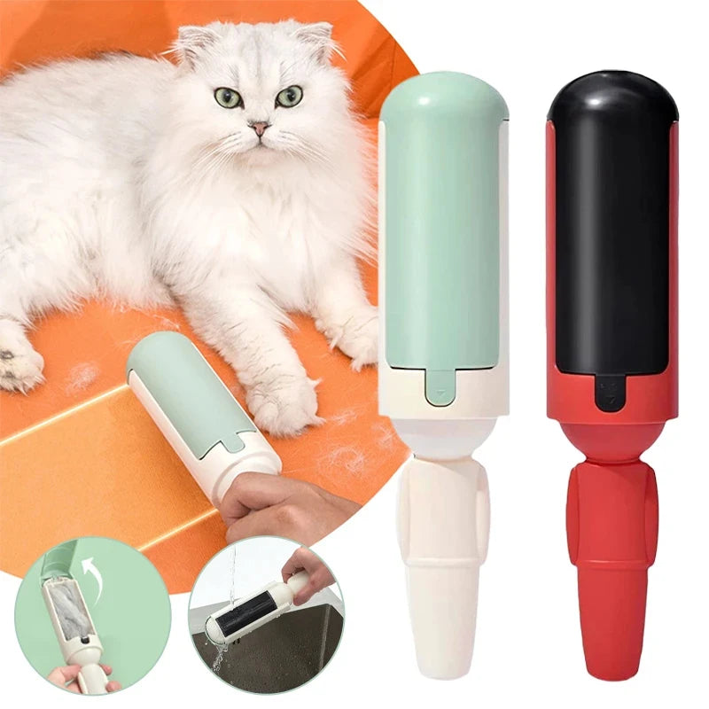 Reusable pet hair removal brush roller for furniture and clothes