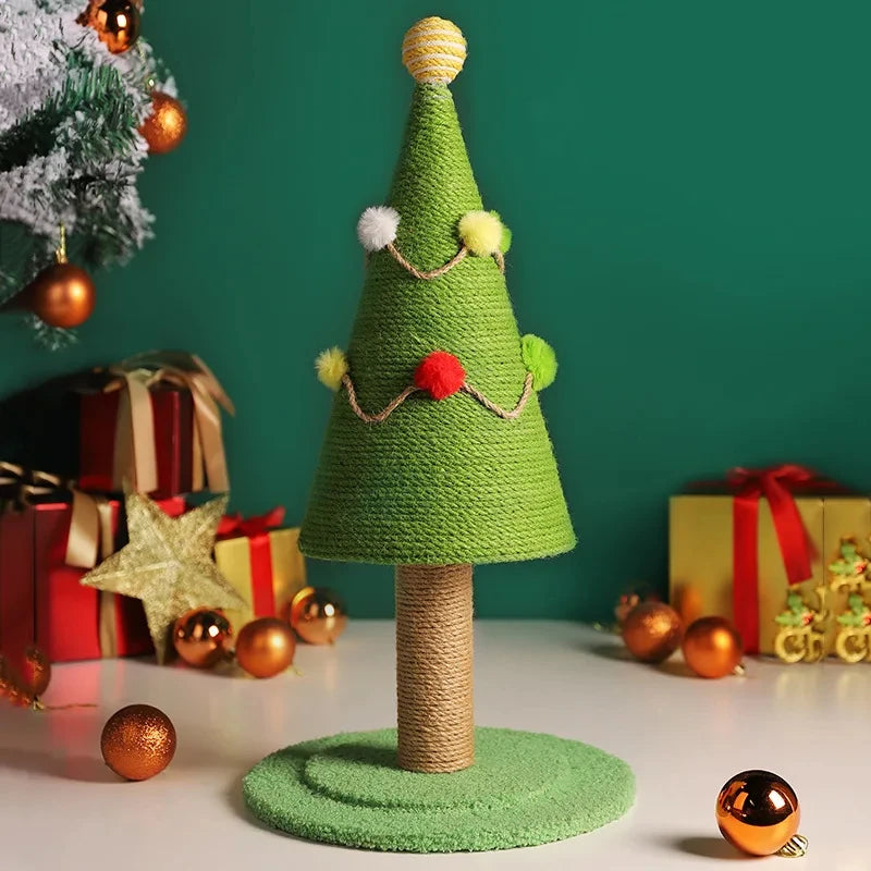 Christmas tree-shaped cat climbing rack with sisal scratching post for cats