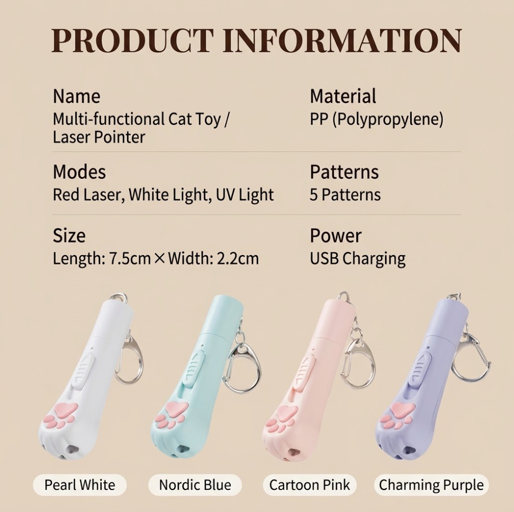 Puff & Purr™ Pastel Paw Rechargeable Laser Chaser