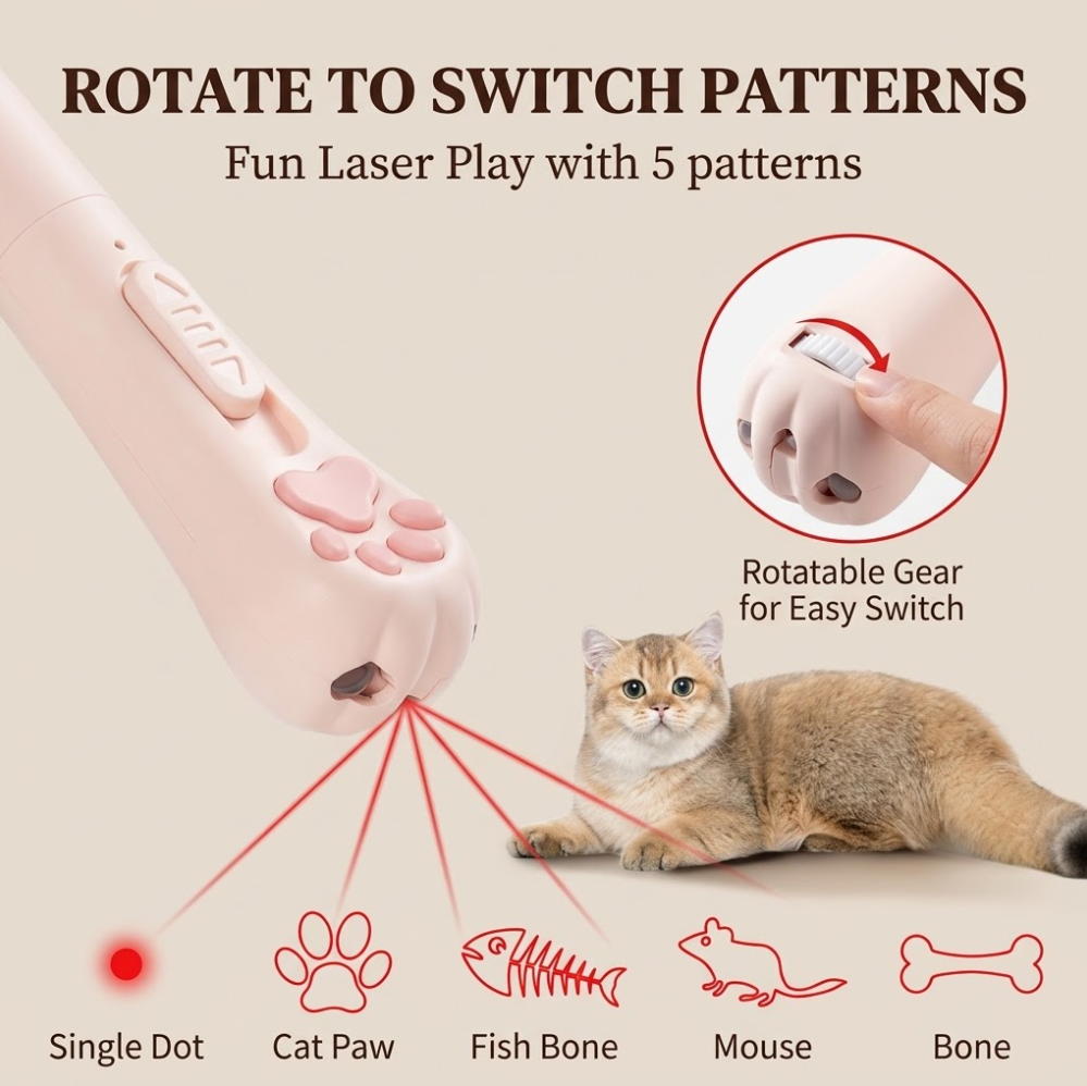 Puff & Purr™ Pastel Paw Rechargeable Laser Chaser